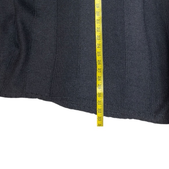 EILEEN FISHER Black Alpaca Silk Rib Turtleneck Long A-Line Short Sleeve Sweater - Picture 13 of 15